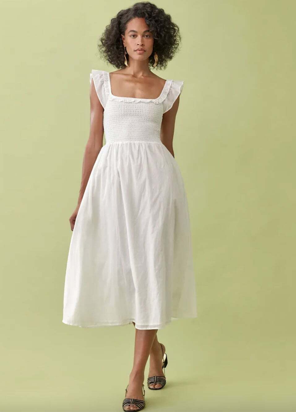 Reformation NWT Noreen Midi Dress in White Size Small Smocked Ruffle Bridal